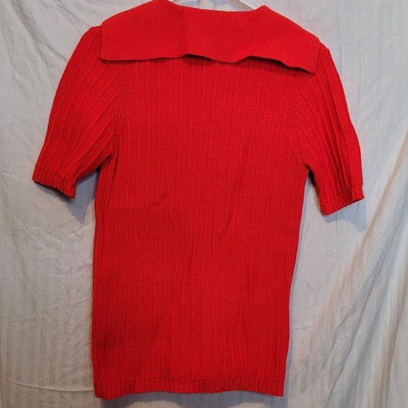 Vintage Red Pullover Sweater Collared The Broadway Size Medium Acrylic Japan - Picture 8 of 12